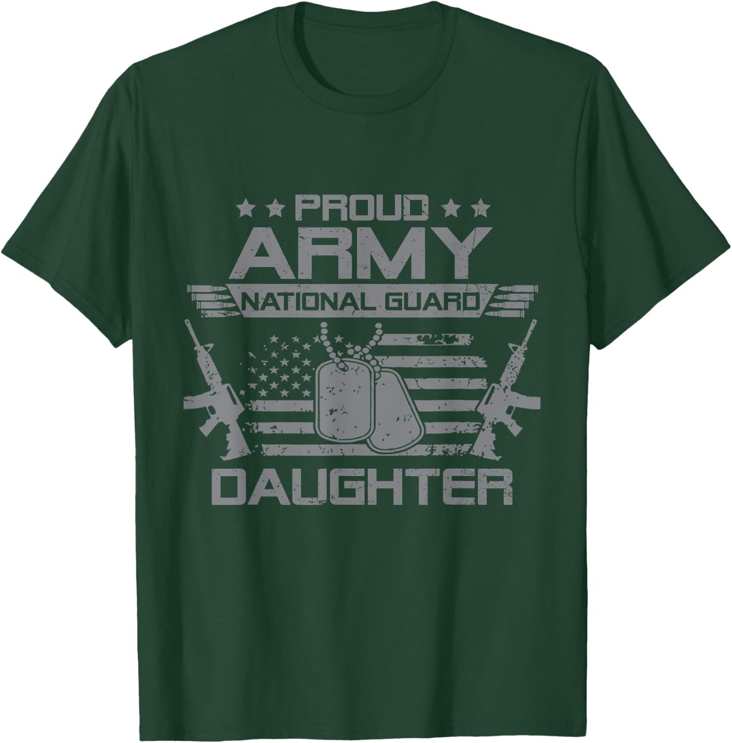 Proud Army National Guard Daughter Flag USA Military Veteran T-Shirt - T-Shirt | Forest