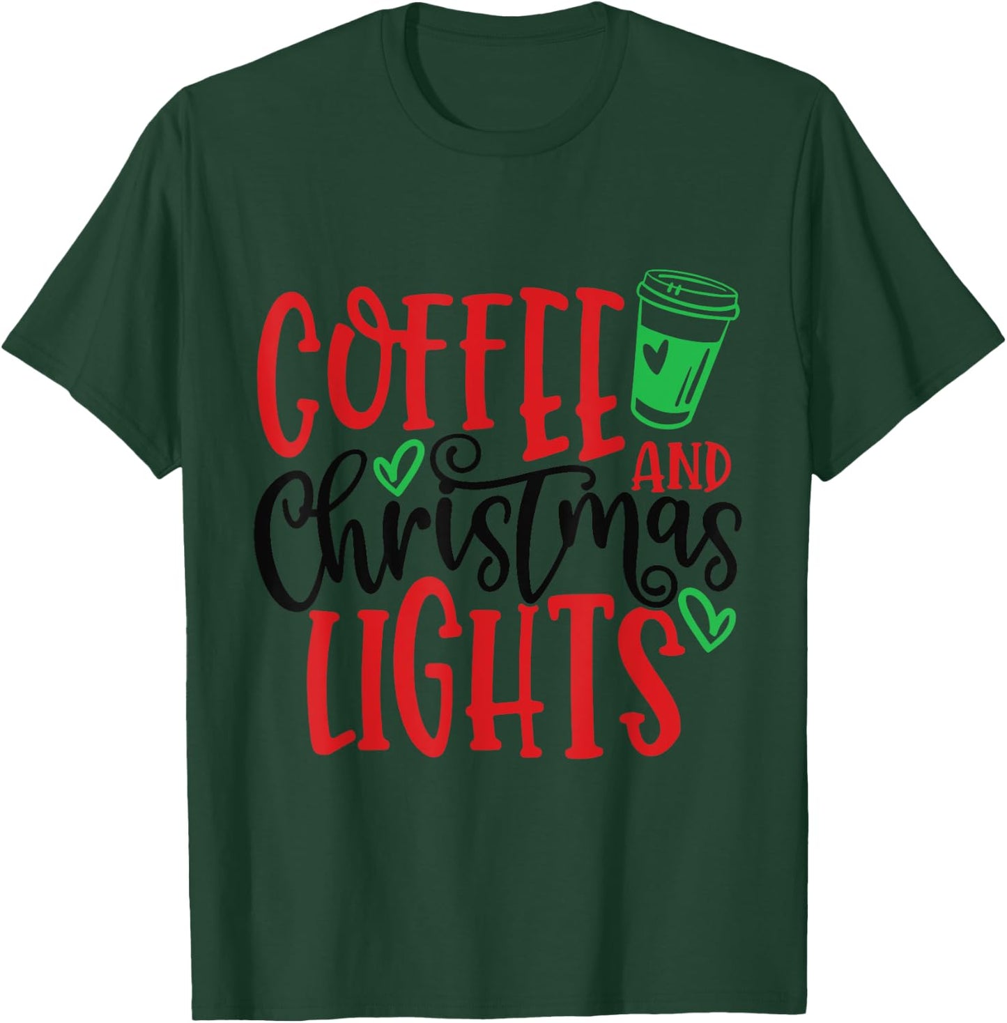 Christmas Squad Family Matching Coffee and Christmas Lights T-Shirt - T-Shirt | Forest
