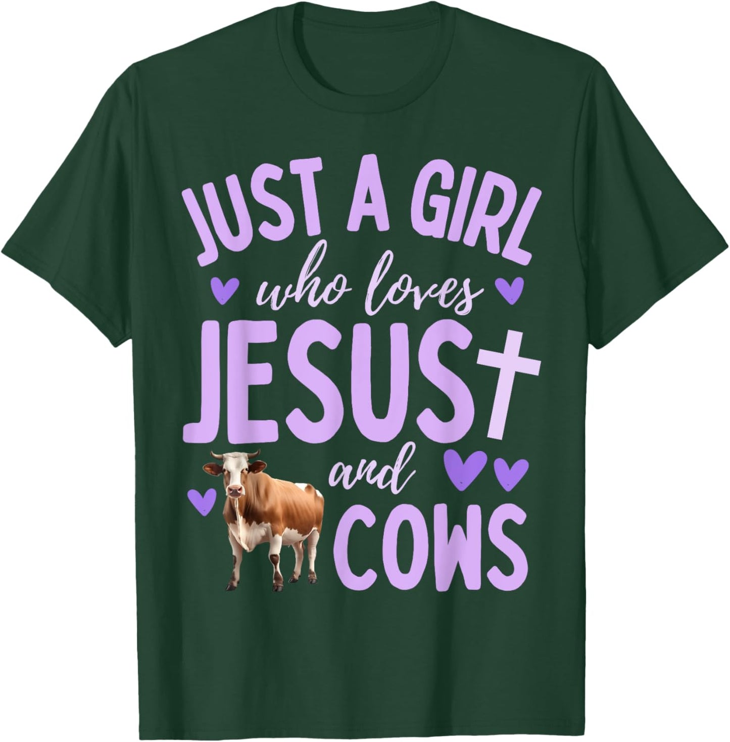 Just A Girl Who Loves Jesus and Cows Christian Cute T-Shirt - T-Shirt | Forest