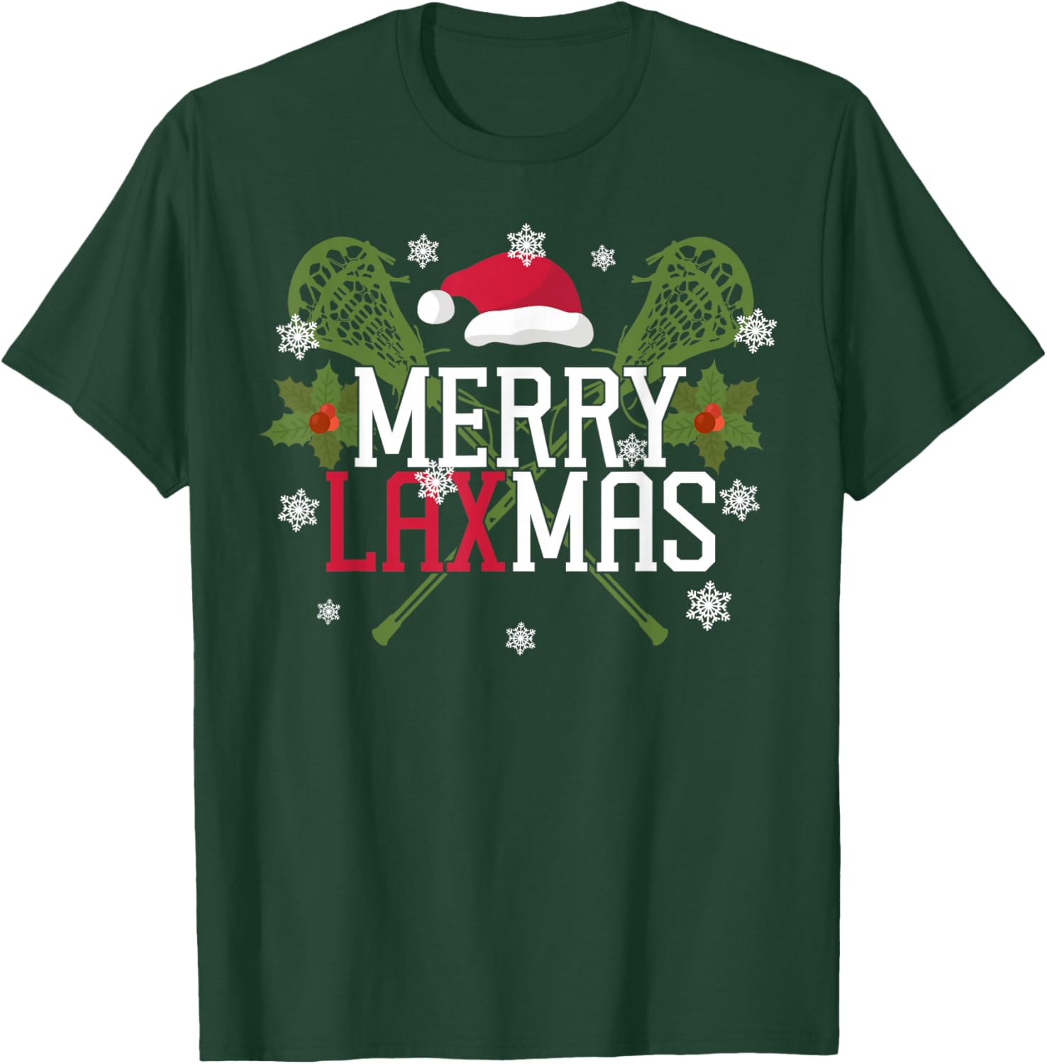 Lacrosse Lax Christmas Merry Lax-Mas T-Shirt - T-Shirt | Forest