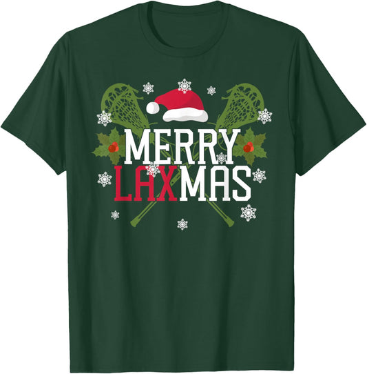 Lacrosse Lax Christmas Merry Lax-Mas T-Shirt - T-Shirt | Forest