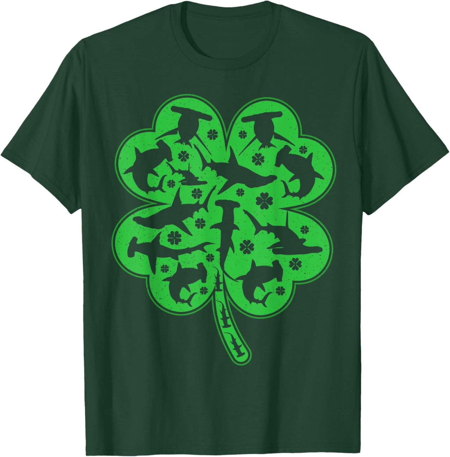 Irish Shamrock Leaf Hammerhead Shark St. Patrick's Day T-Shirt - T-Shirt | Forest