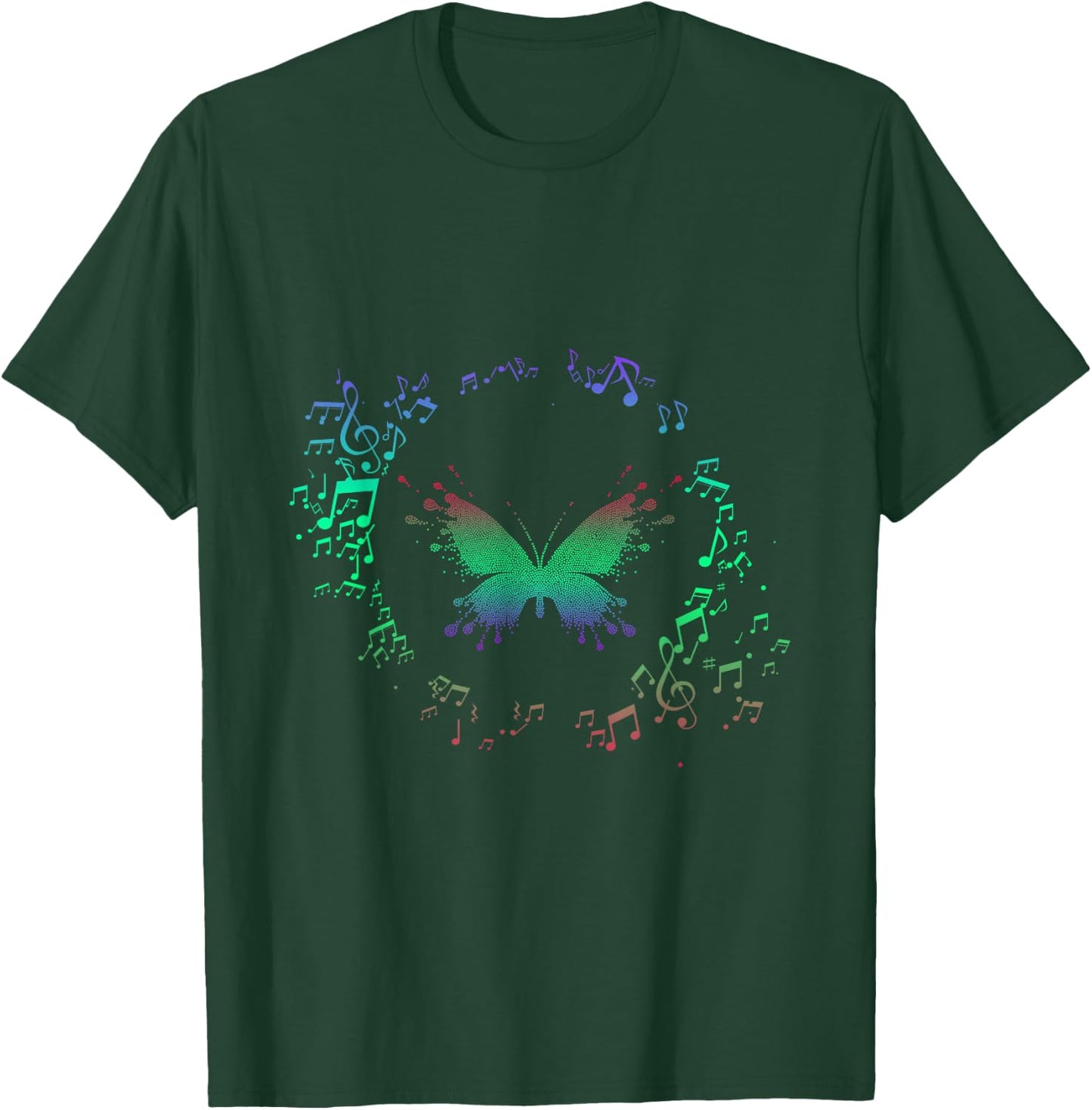 Music Notes Butterfly T-Shirt - T-Shirt | Forest