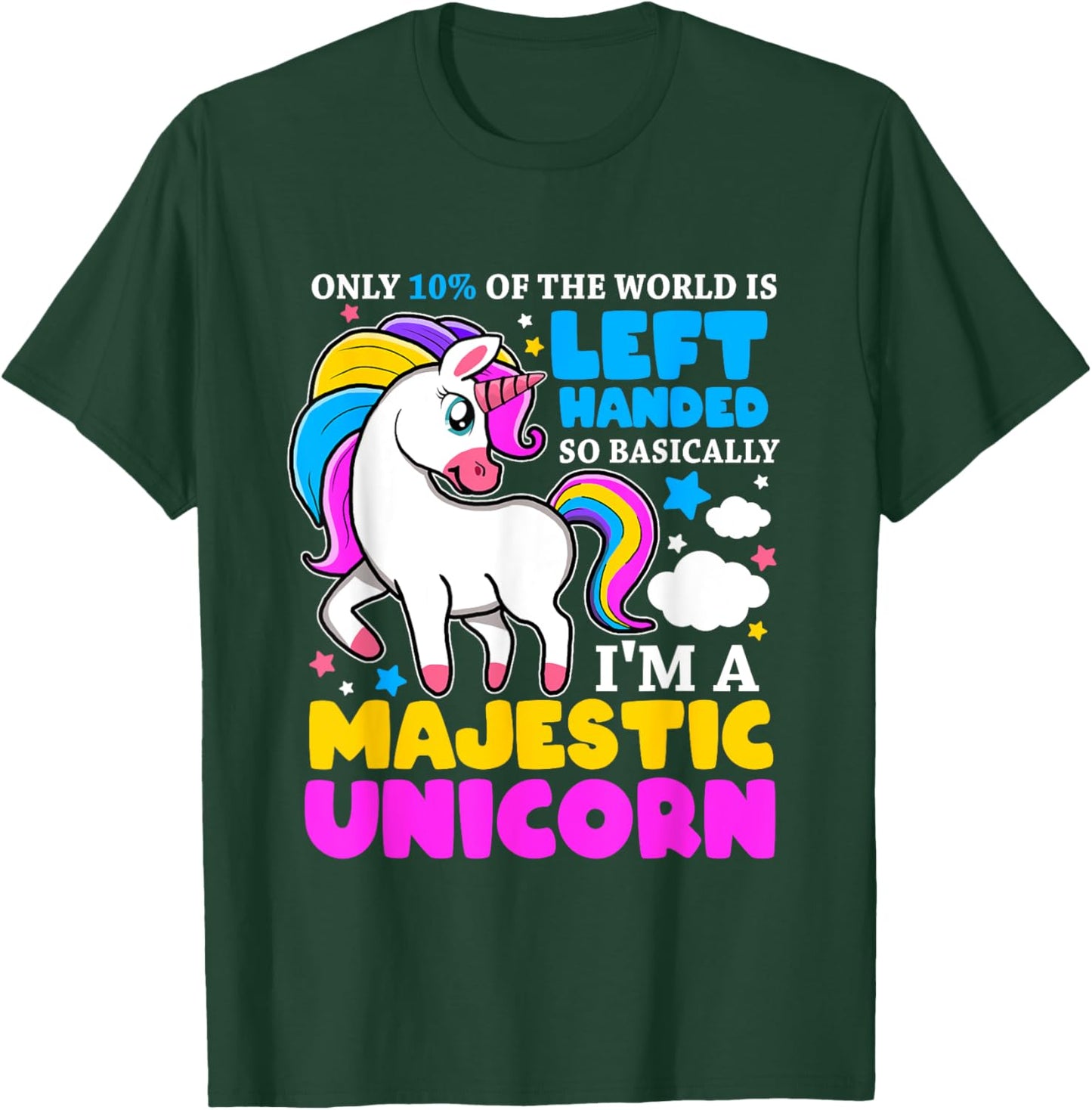 Only 2% Of The World Is Left Handed I'm A Majestic Unicorn T-Shirt - T-Shirt | Forest
