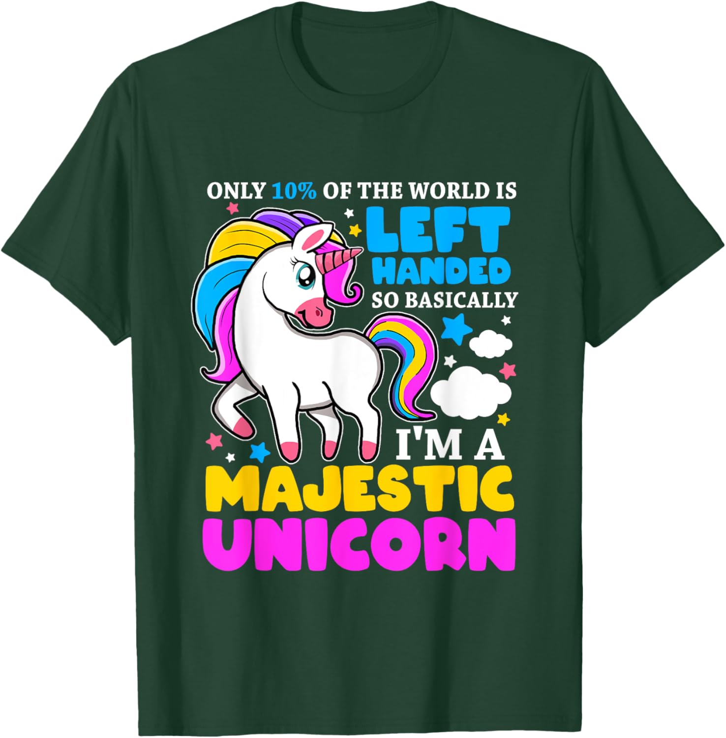 Only 2% Of The World Is Left Handed I'm A Majestic Unicorn T-Shirt - T-Shirt | Forest