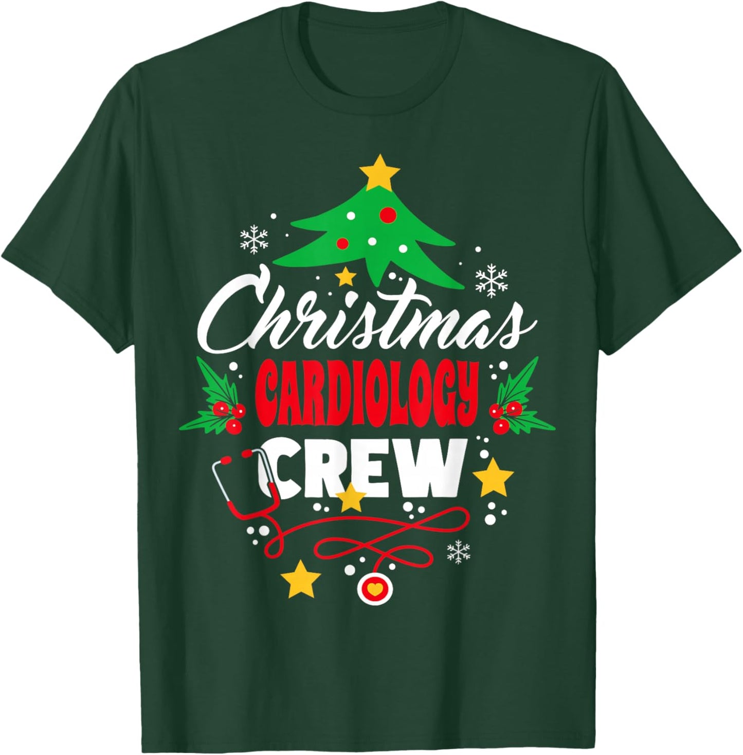 Cardiac Nurse Christmas Tree Cardiology Crew Nurse T-Shirt - T-Shirt | Forest