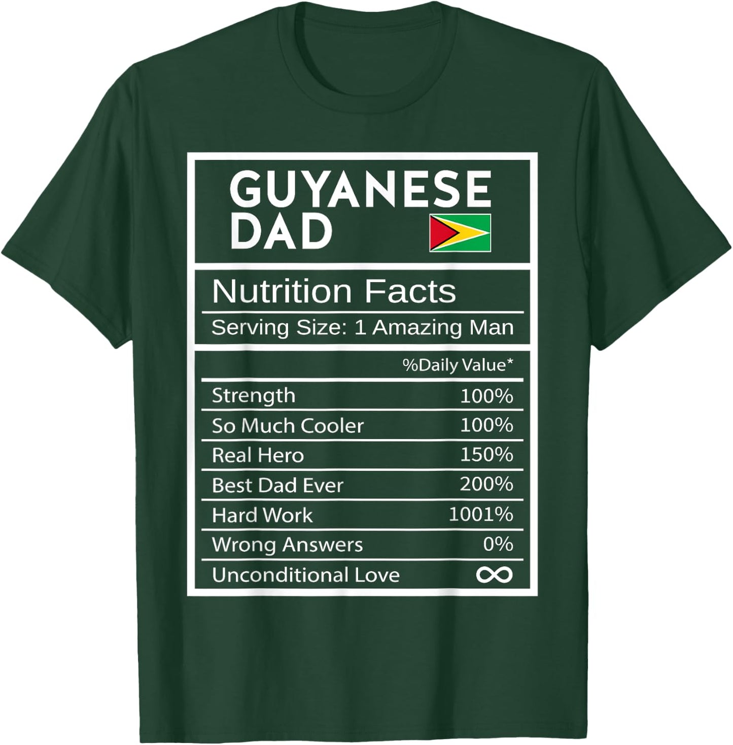 Guyanese Dad Nutrition Facts National Pride Gift Dad T-Shirt - T-Shirt | Forest
