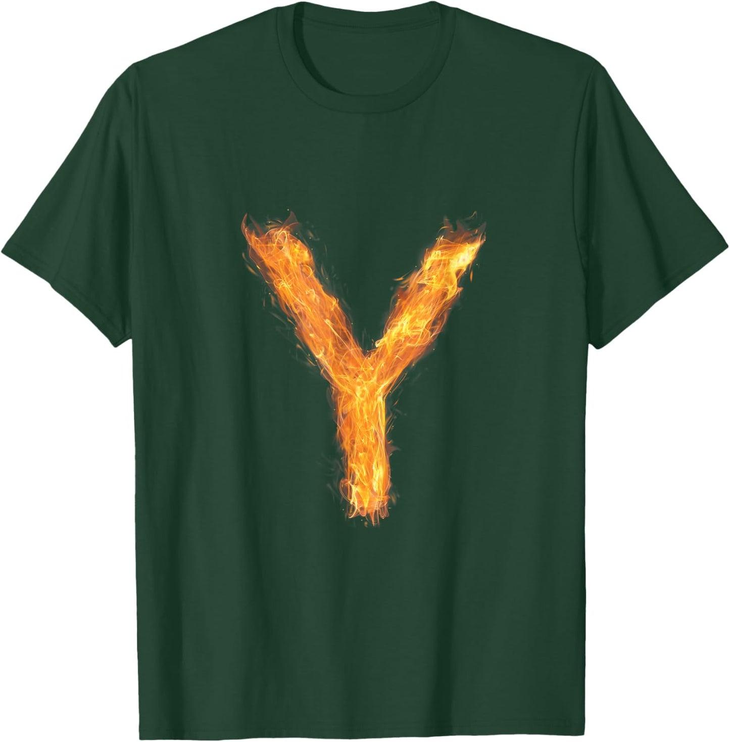 Letter Y Alphabet First Name Consonant Fire Flame Gift T-Shirt - T-Shirt | Forest