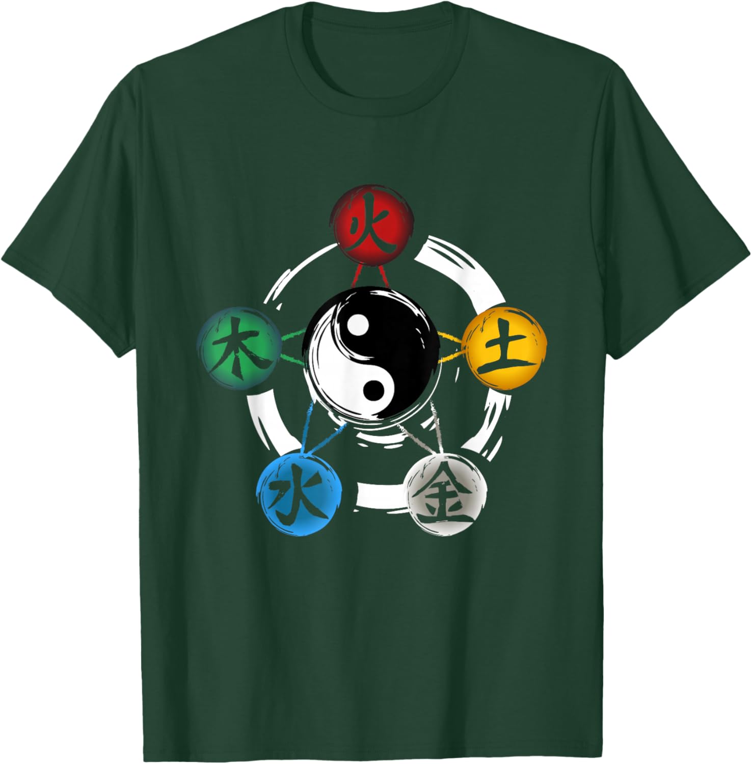 Qigong Five Elements Tai Chi Meditation Ying & Yang T-Shirt - T-Shirt | Forest