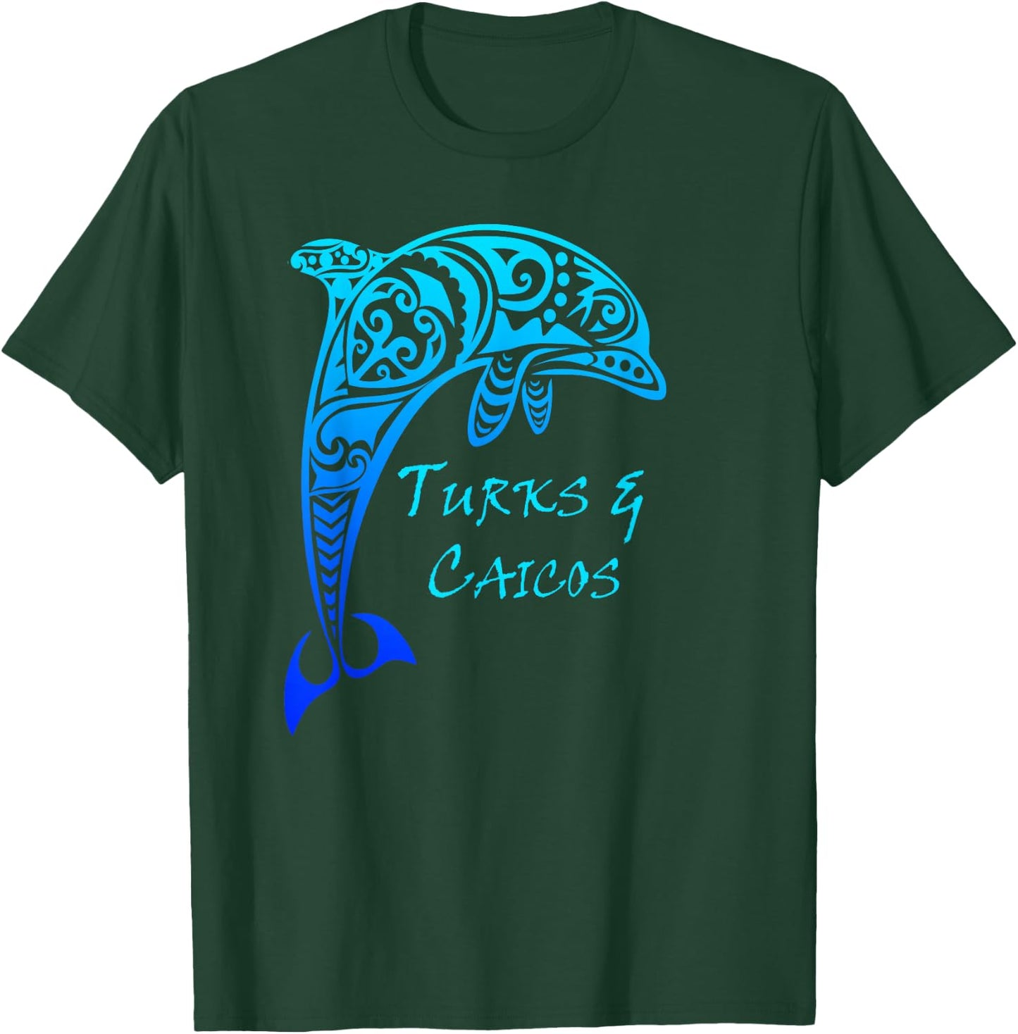 Turks & Caicos Vintage Tribal Dolphin Vacation T-Shirt - T-Shirt | Forest