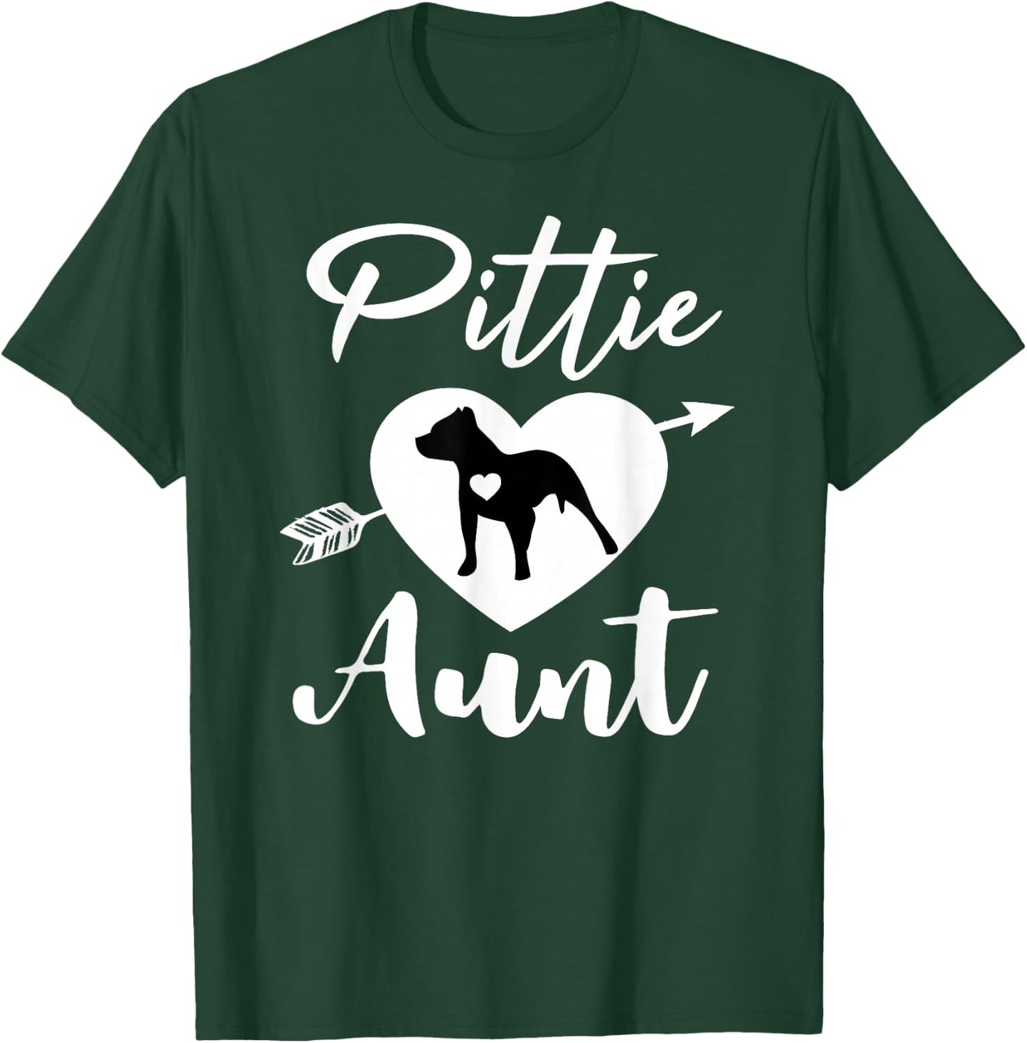 Pittie Aunt Cute Pitbull Auntie Heart Love Pit Bull Lover T-Shirt - T-Shirt | Forest