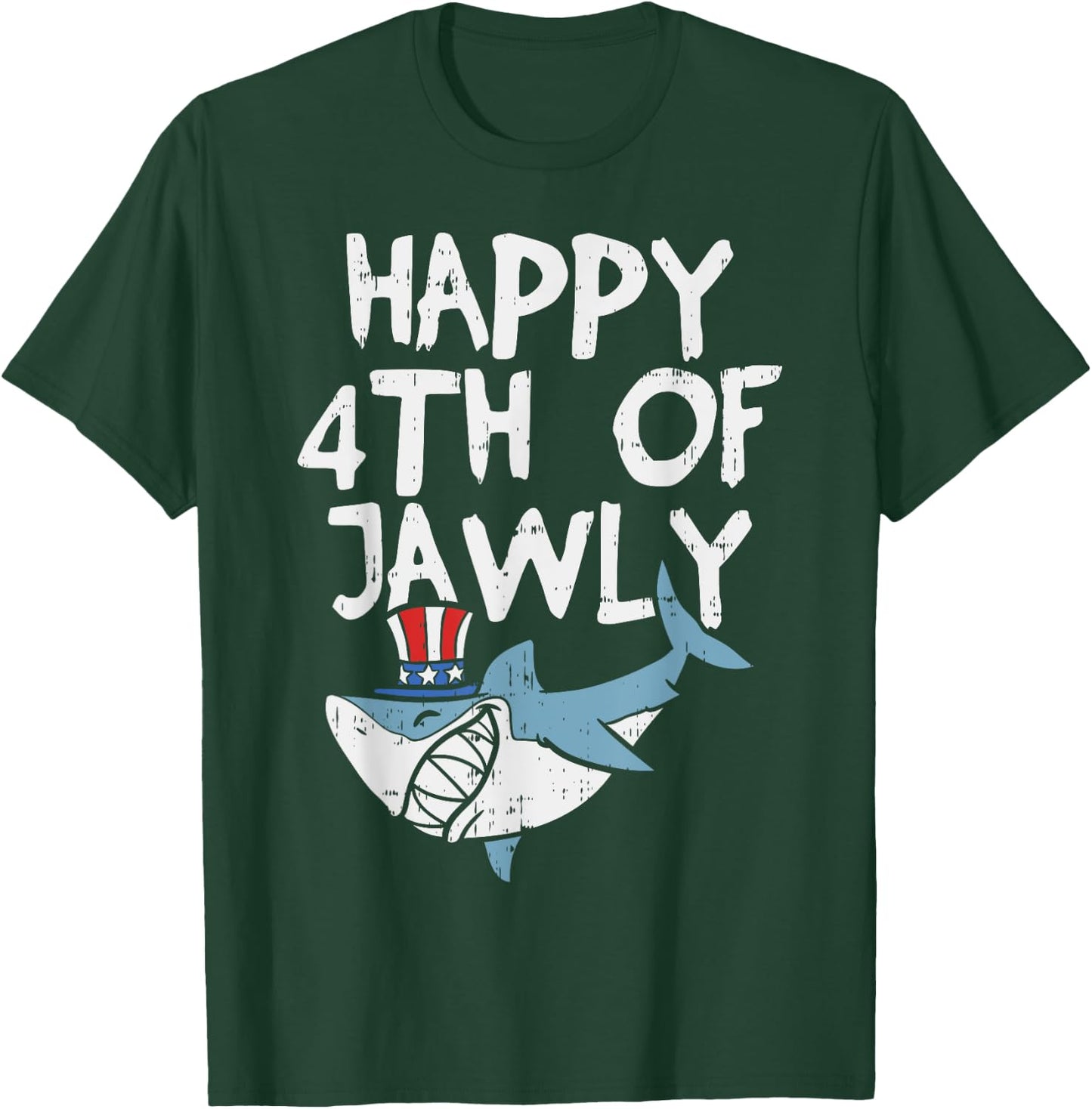 Happy 4th Of Jawly Shark Animal 4th Of July USA Patriot Boy T-Shirt - T-Shirt | Forest