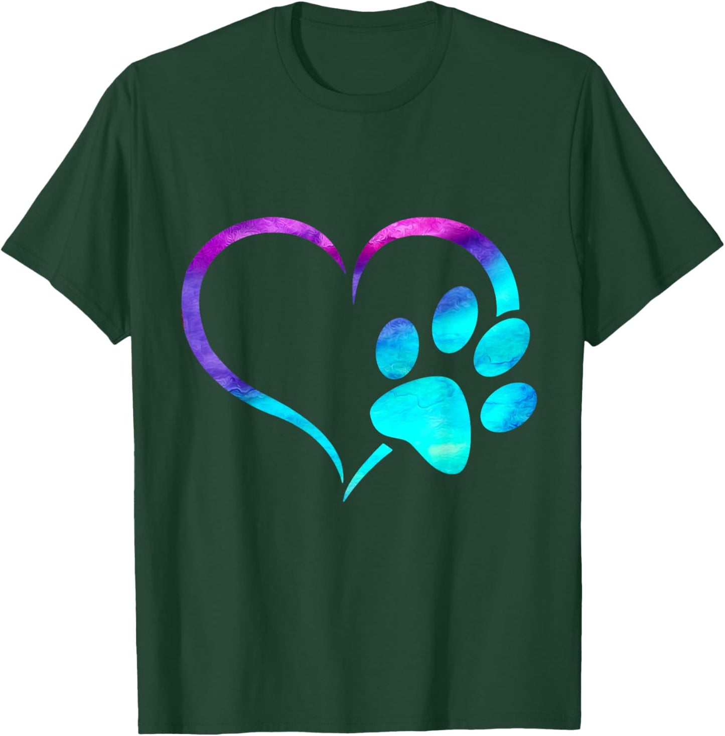 Cyan blue purple teal Dog paw print heart puppy pet lover Women Kids T-Shirt - T-Shirt | Forest