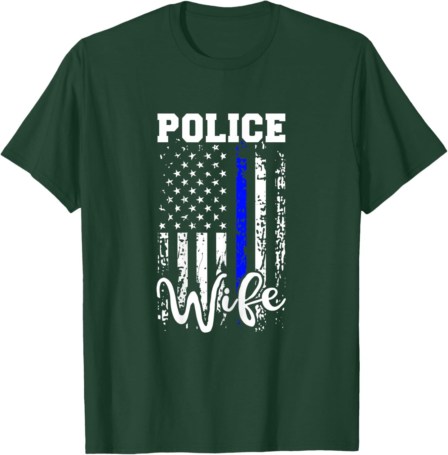 Police Wife Shirt Police Officer Wife Gift American Flag T-Shirt - T-Shirt | Forest