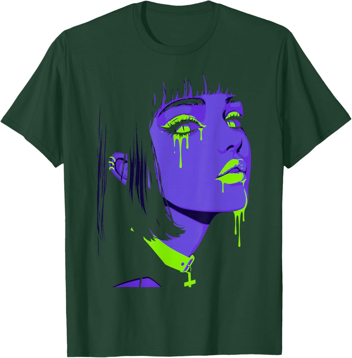 Cybergoth Cybercore Grunge Punk Goth Girl Alt Anime Manga T-Shirt - T-Shirt | Forest