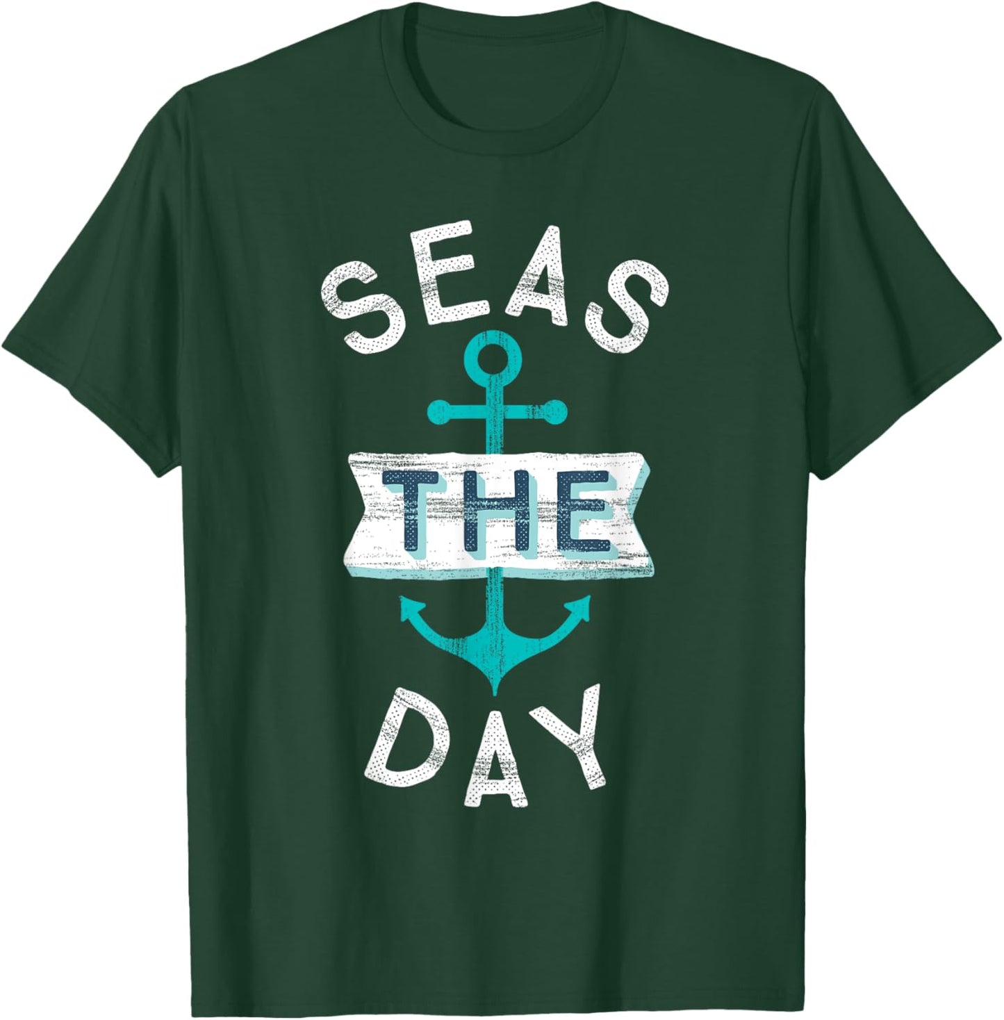 Funny Cruise Shirt Saying Seas Day Teal Nautical Anchor Gift T-Shirt - T-Shirt | Forest