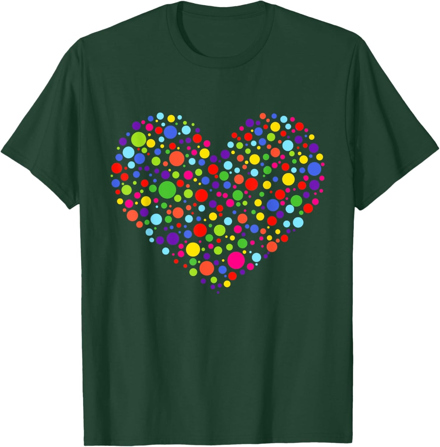 Happy Dot Day Heart Colorful Polka Dot Women Teen Girl Kids T-Shirt - T-Shirt | Forest