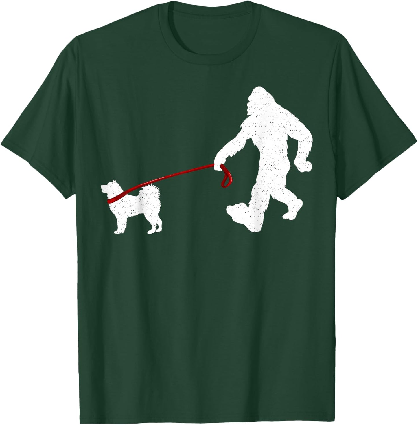 Funny Bigfoot Walking with Alaskan Malamute Dog Lover T-Shirt - T-Shirt | Forest