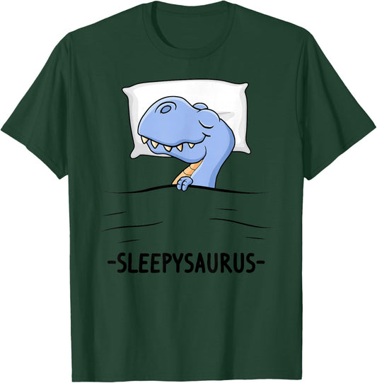 Lustig Dino Schlafoutfit schlafen Damen Pyjama Sleepysaurus Schlafshirt Schlafanzug Nachthemd Dinosaurier , Weiß, Klein, , Cartoon, Herbst, Winter T-Shirt - T-Shirt | Forest