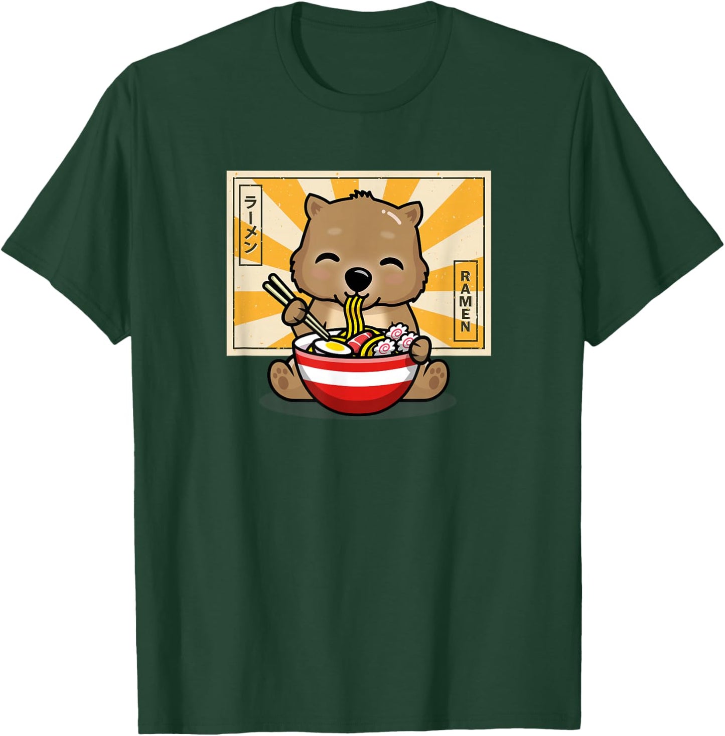 Funny Cartoon Kawaii Kids Boys Girl Anime Ramen Wombat Lover T-Shirt - T-Shirt | Forest