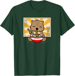 Funny Cartoon Kawaii Kids Boys Girl Anime Ramen Wombat Lover T-Shirt - T-Shirt | Forest