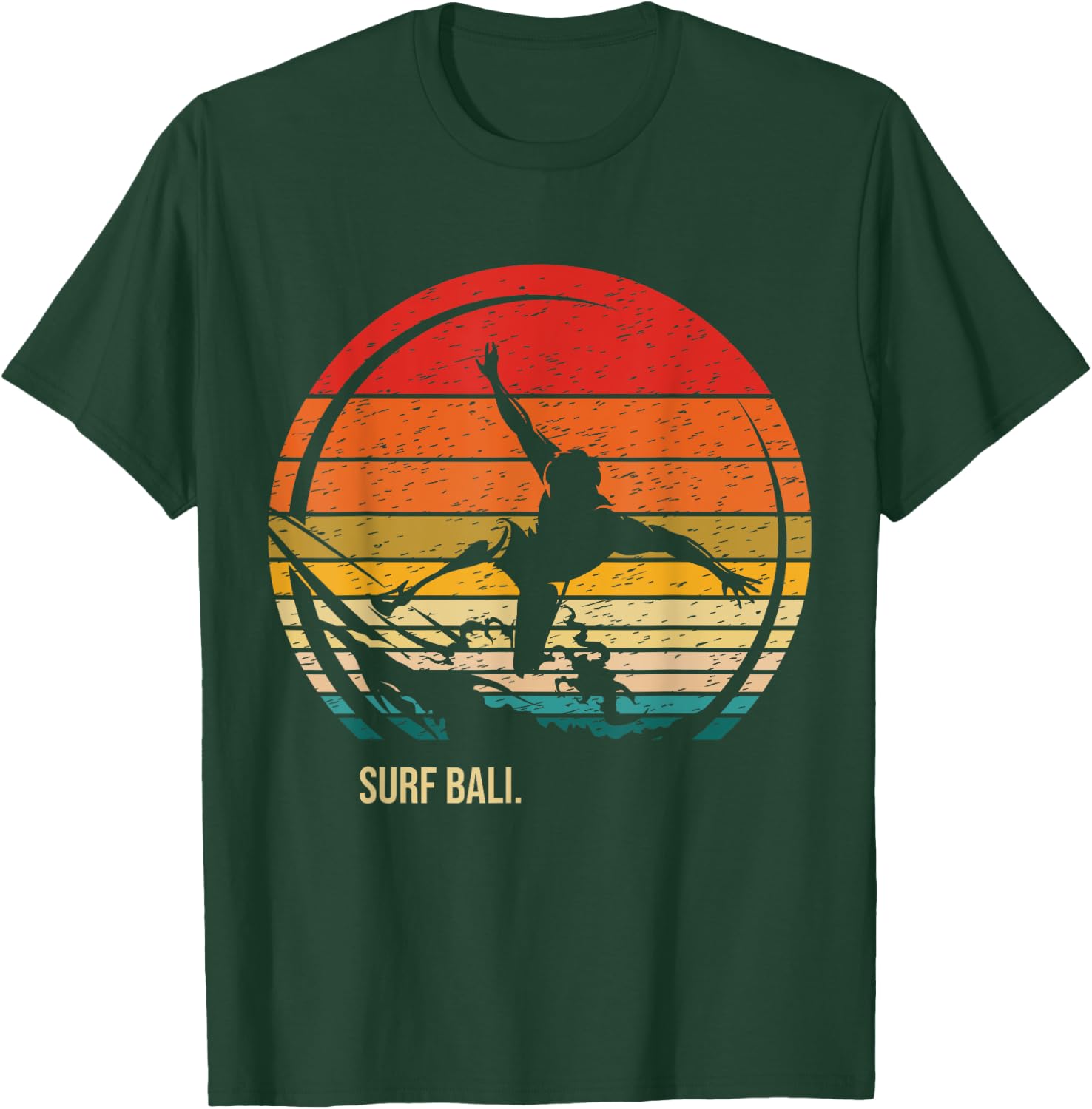 Vintage Surf Bali Retro Surfer Surfing T-Shirt - T-Shirt | Forest