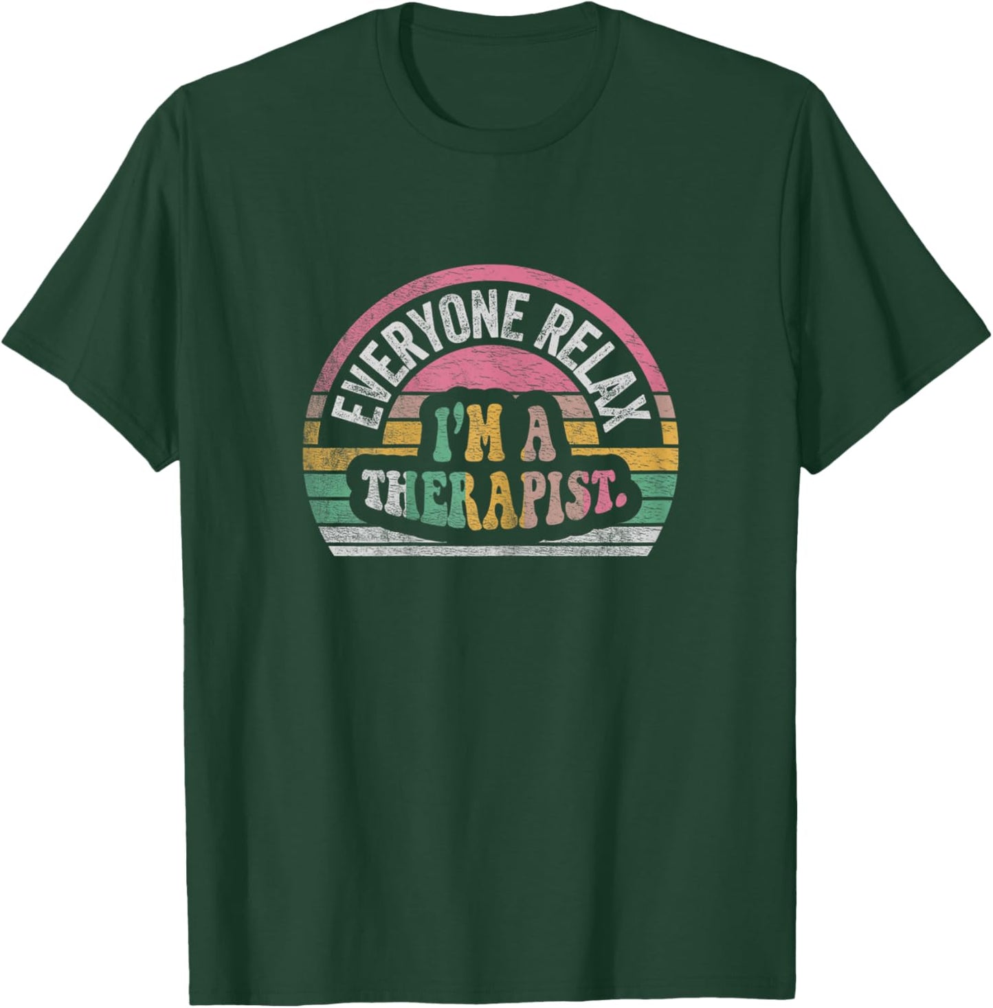 NICE 'N COOL Retro Therapist Appreciation Everyone Relax I'm A Therapist , Female X-Small, Black T-Shirt - T-Shirt | Forest