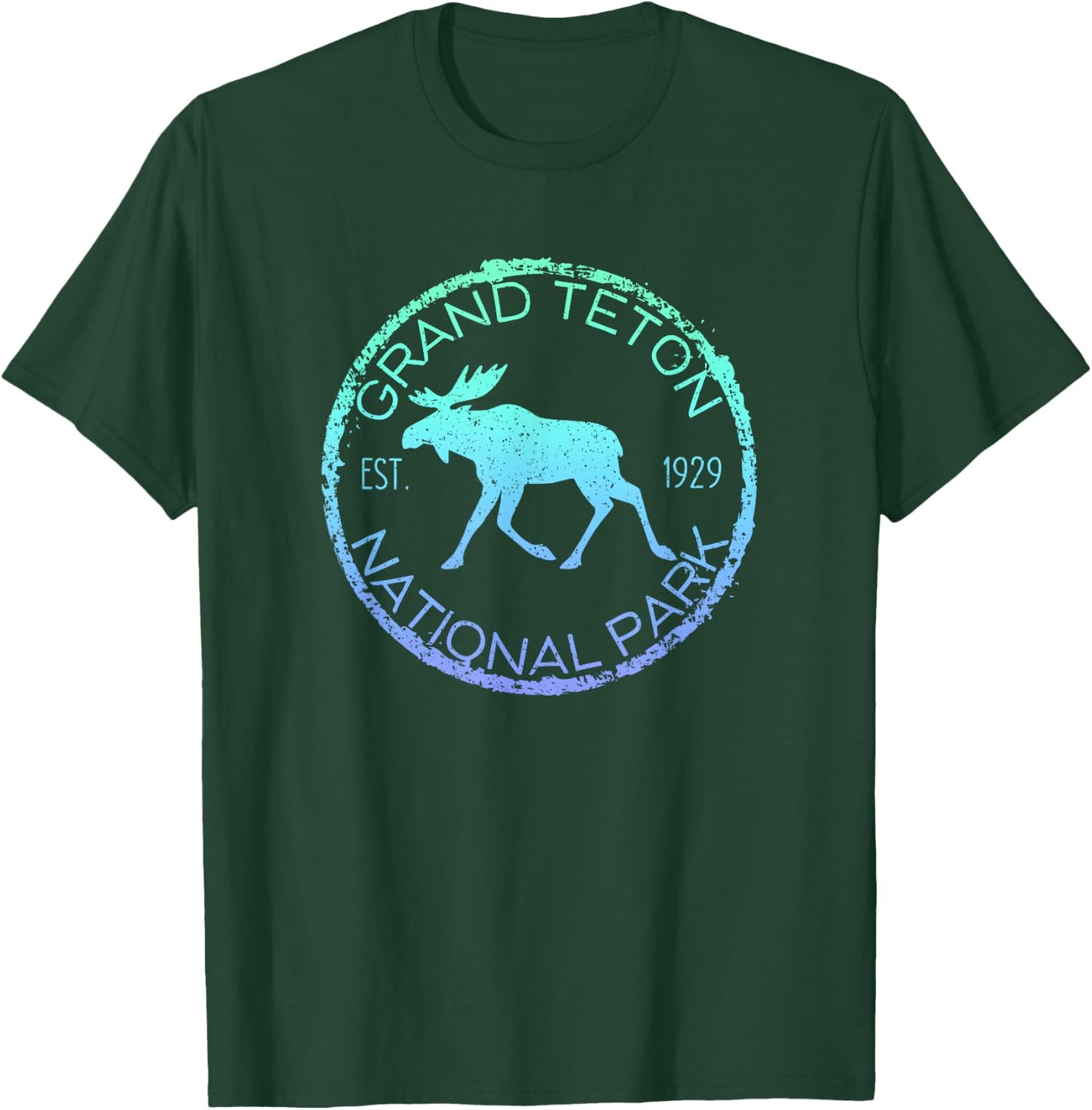Grand Teton National Park Weathered Elk Design Souvenir T-Shirt - T-Shirt | Forest