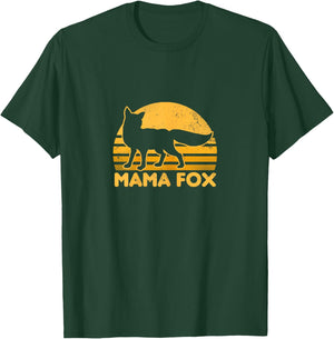 Fox Mama Shirt | Vintage Retro Sunset Gift T-Shirt - T-Shirt | Forest