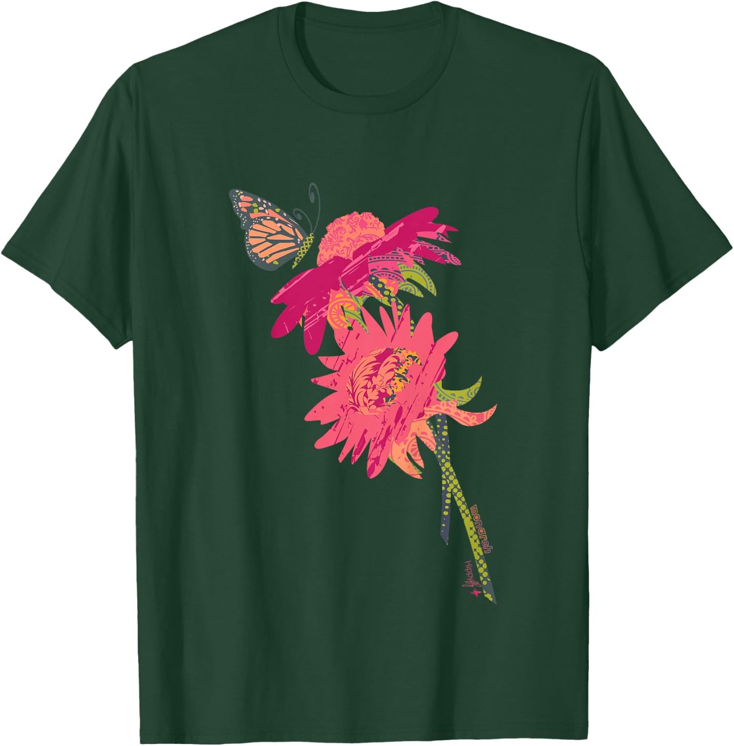 Kids Cute Flowers Butterfly Girls Gifts Toddler Short Sleeve T-Shirt - T-Shirt | Forest