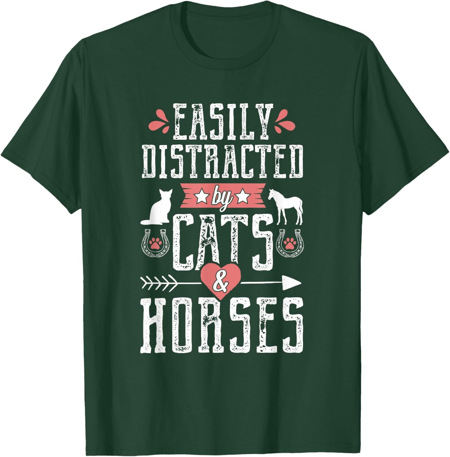 Funny Equestrian Horse and Cat Lover Women Novelty T-Shirt - T-Shirt | Forest