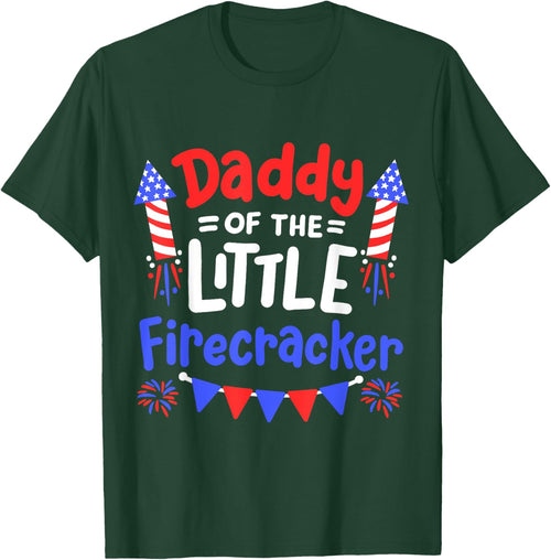 Funny 4th of July Birthday Daddy Of The Little Firecracker Women Kids Men