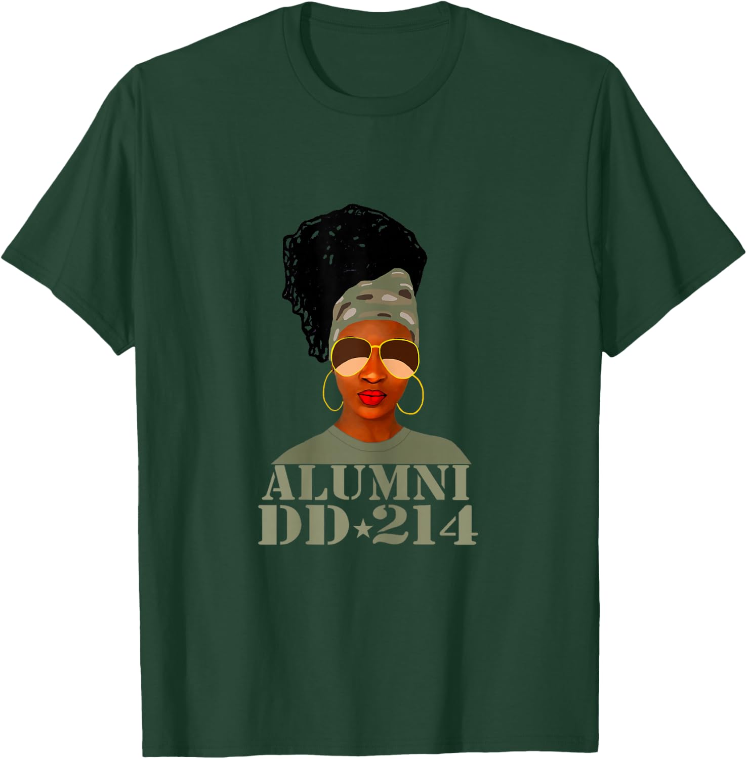Alumni DD-214 African American Woman Veterans Day T-Shirt - T-Shirt | Forest