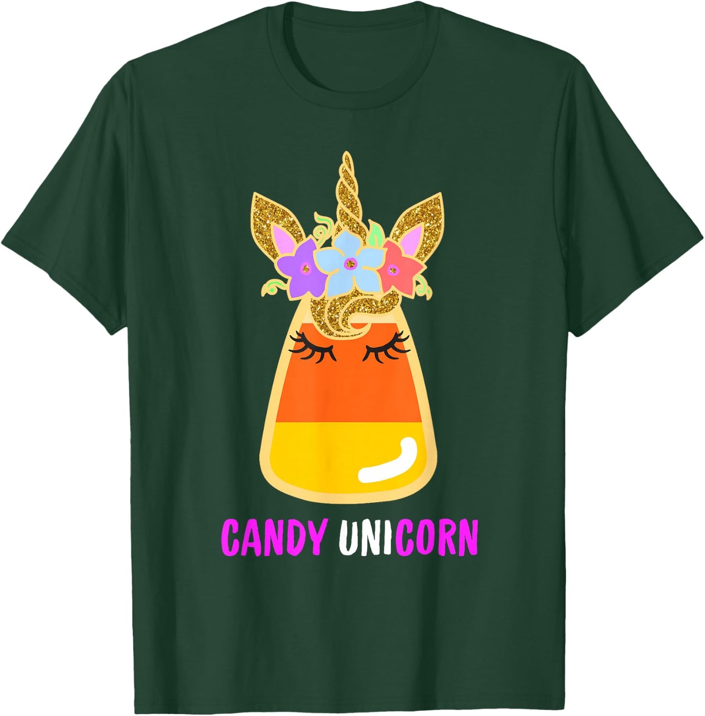 Candy Corn Unicorn Shirt, Halloween Unicorn for Girls T-Shirt - T-Shirt | Forest