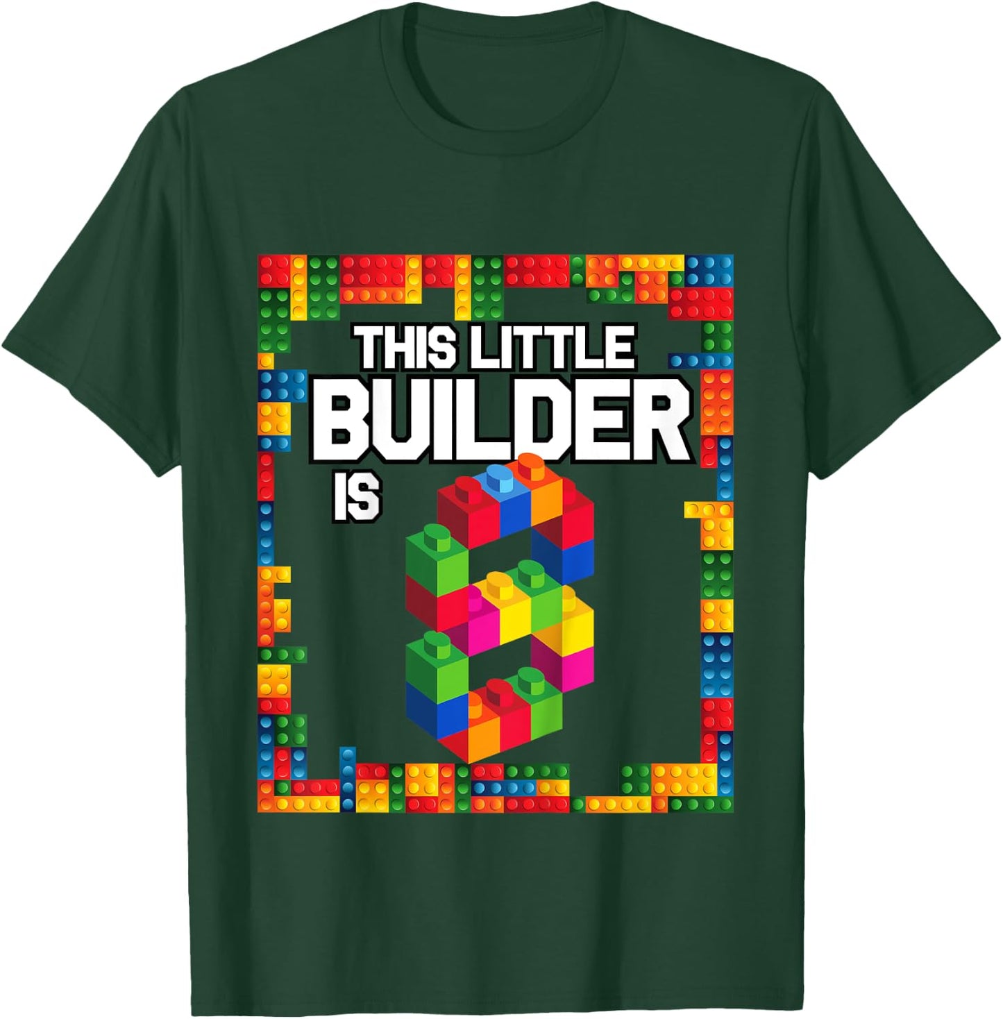 8 Year Old Building Blocks Birthday T Shirt Brick 8th Gift T-Shirt - T-Shirt | Forest