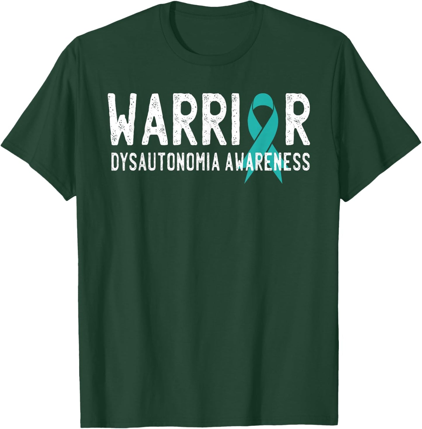 Warrior Dysautonomia Awareness Turquoise Ribbon Fighter T-Shirt - T-Shirt | Forest