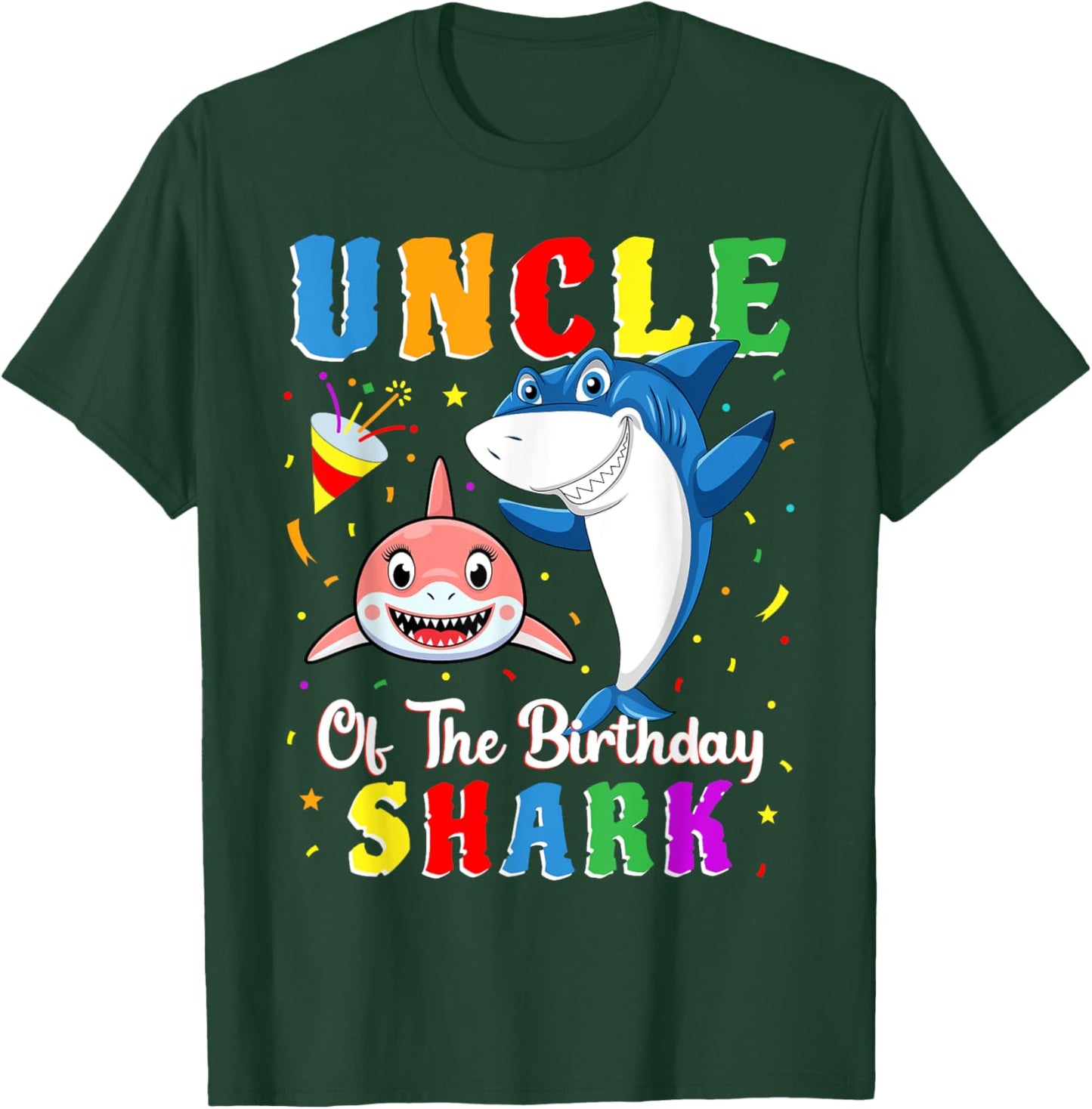 Uncle Of The Shark Birthday Family Matching Birthday Niece T-Shirt - T-Shirt | Forest