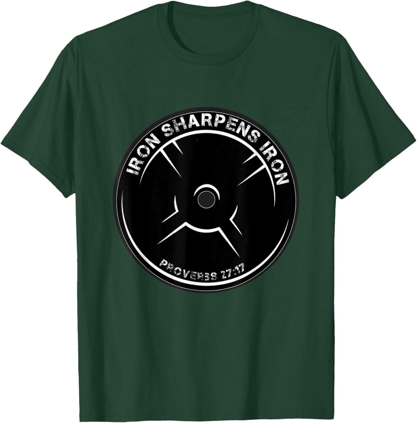 Iron Sharpens Iron Proverbs 27:17 Christian workout theme T-Shirt - T-Shirt | Forest