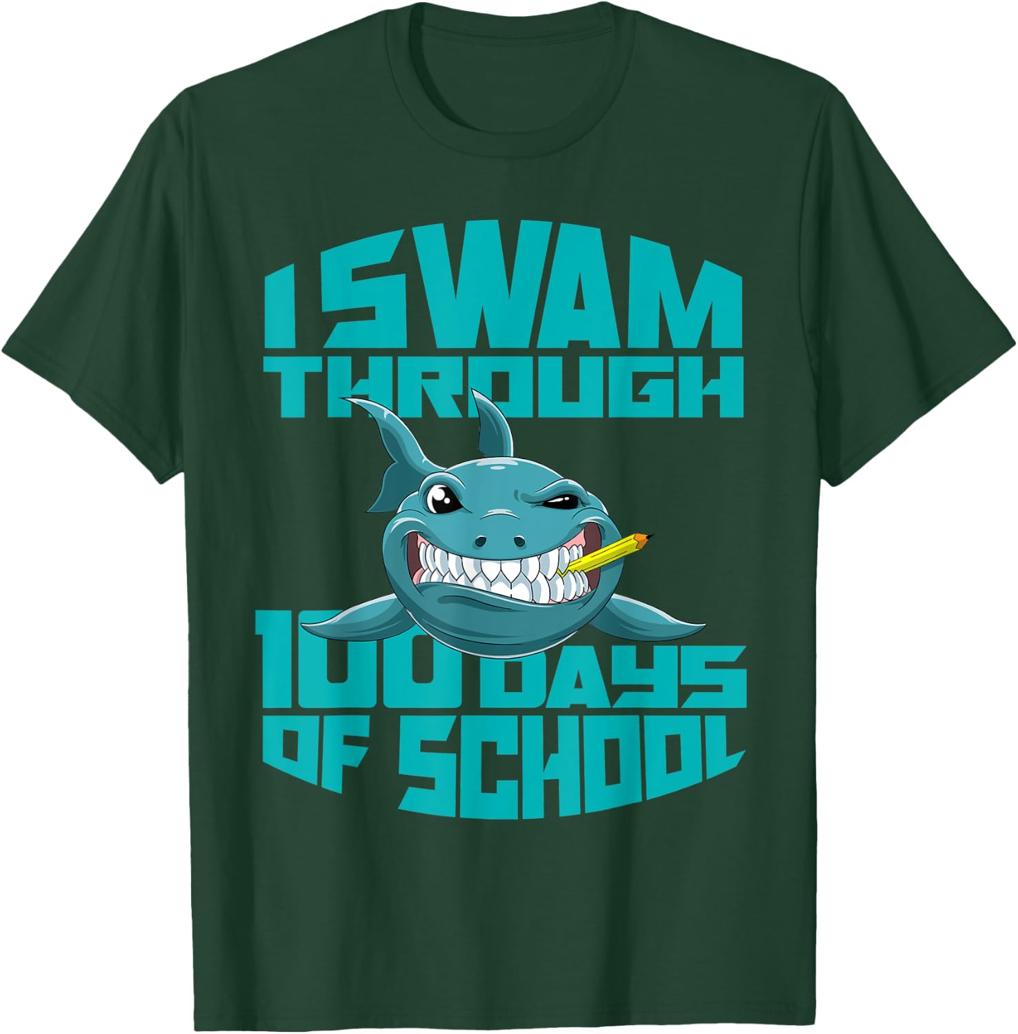Cool Shark I Swam Through 100 Days of School Boys T-Shirt - T-Shirt | Forest