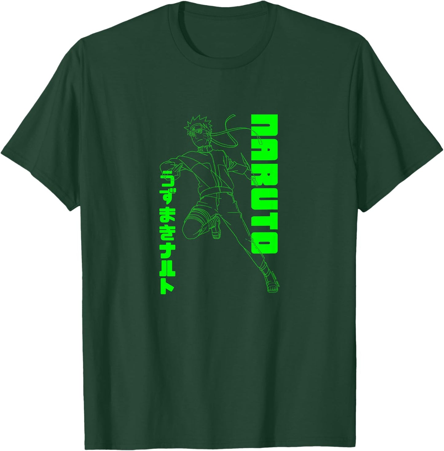 Naruto Shippuden Naruto Neon Green Outline Anime T-Shirt - T-Shirt | Forest