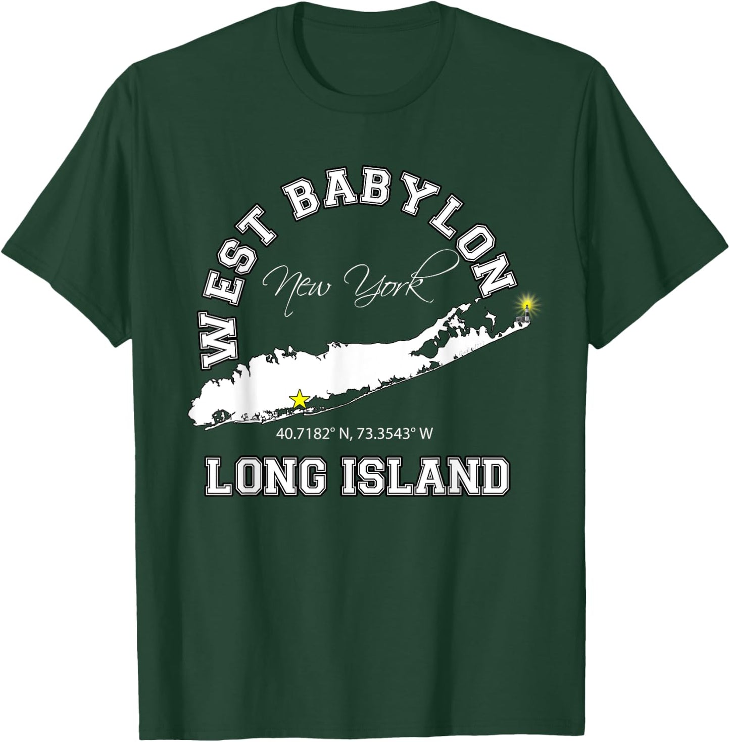 West Babylon Long Island NY Varsity Letter Style T-Shirt - T-Shirt | Forest