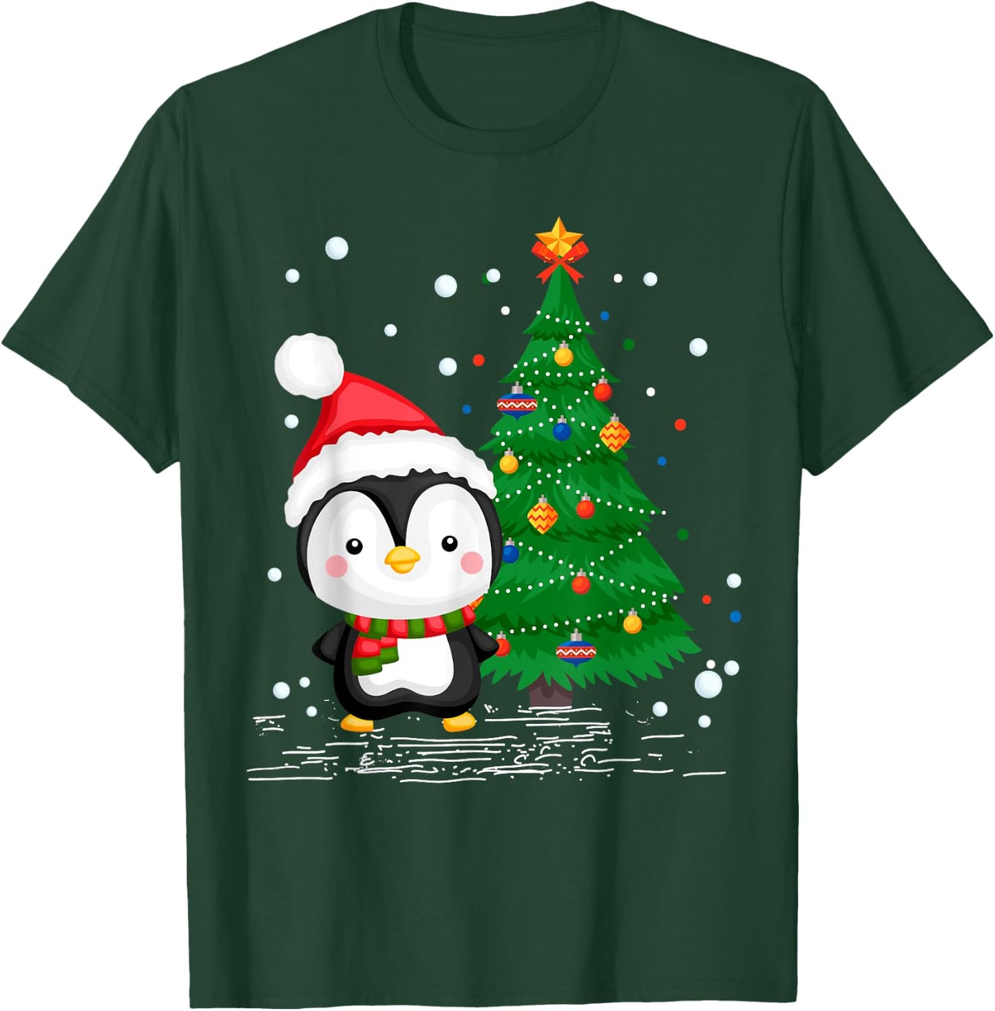 Funny Penguin Lover Gift Santa Hat Penguin Christmas T-Shirt - T-Shirt | Forest