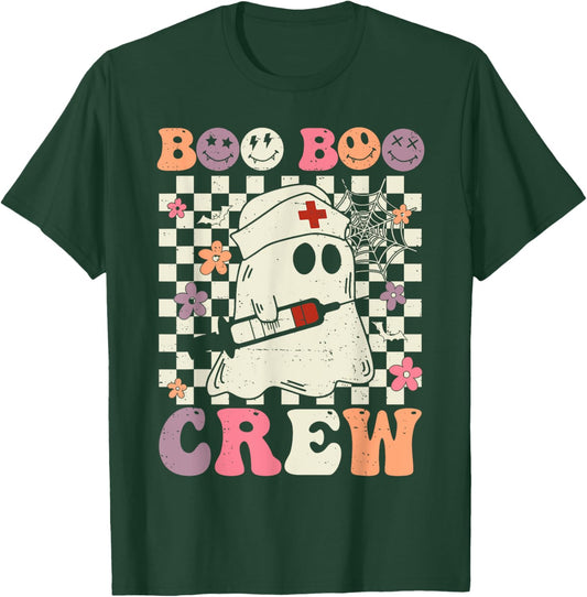 Retro Boo Boo Crew Nurse Halloween Ghost Nursing T-Shirt - T-Shirt | Forest
