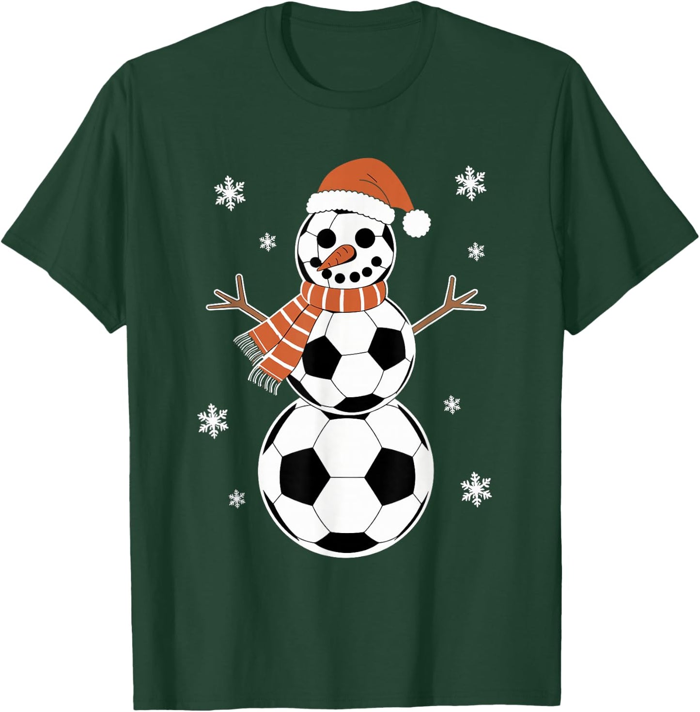 Funny Christmas Soccer Balls As Snowman Men Boys Kids T-Shirt - T-Shirt | Forest