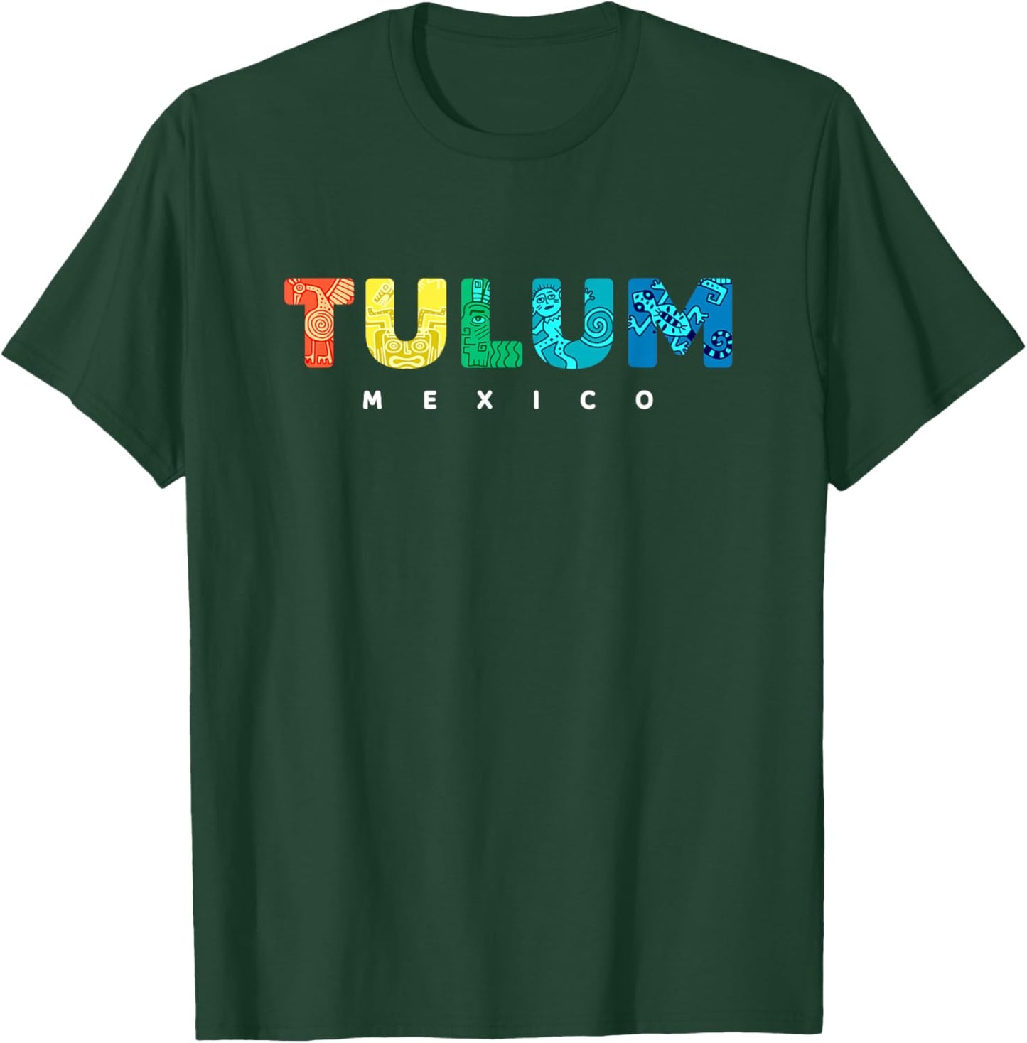 Tulum Mexico Colorful Mayan Tribal Souvenir Boys Girls T-Shirt - T-Shirt | Forest