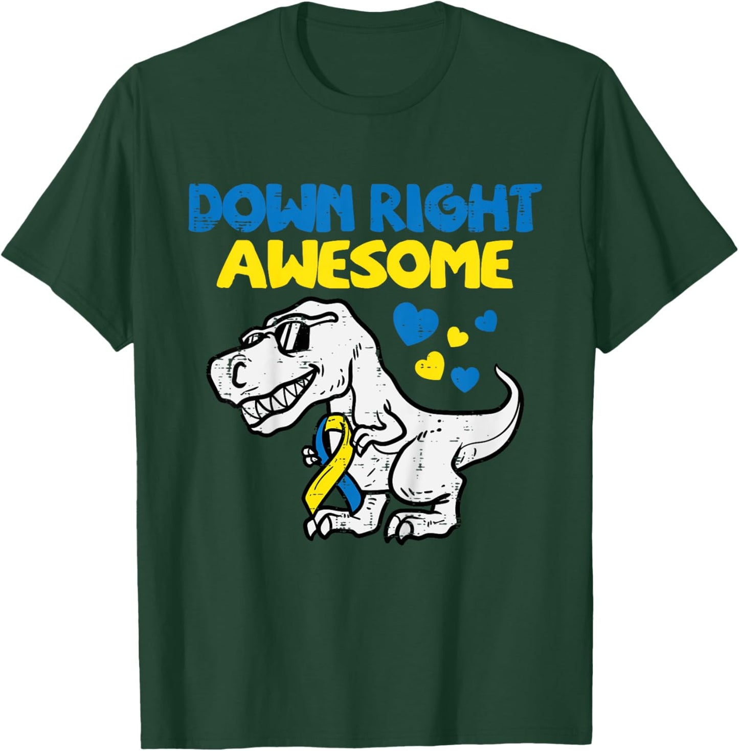 Kids Down Right Awesome Dino Down Syndrome Awareness Boys Kids T-Shirt - T-Shirt | Forest