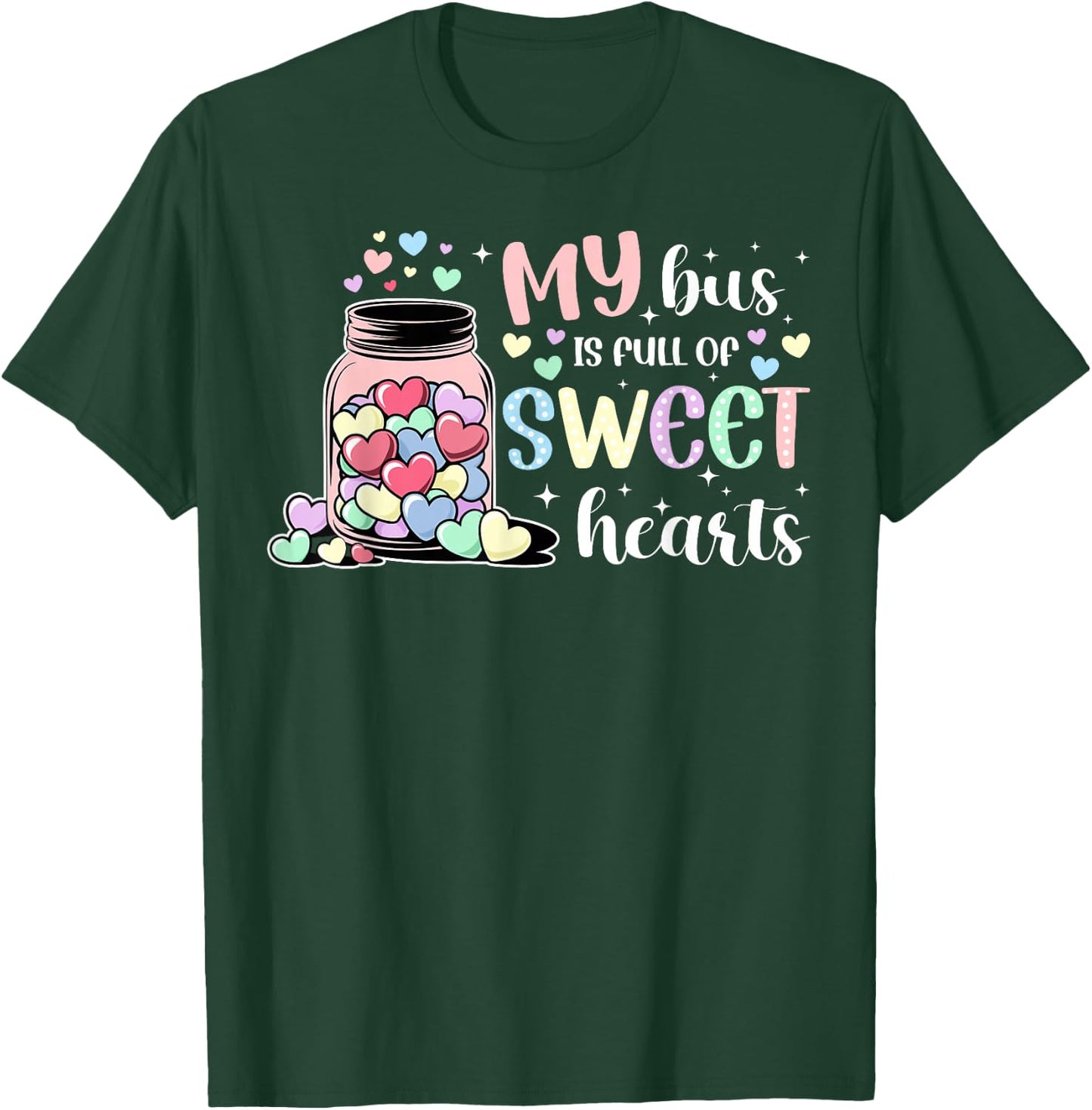 Bus Driver Valentine School Bus Drivers Valentines Day T-Shirt - T-Shirt | Forest