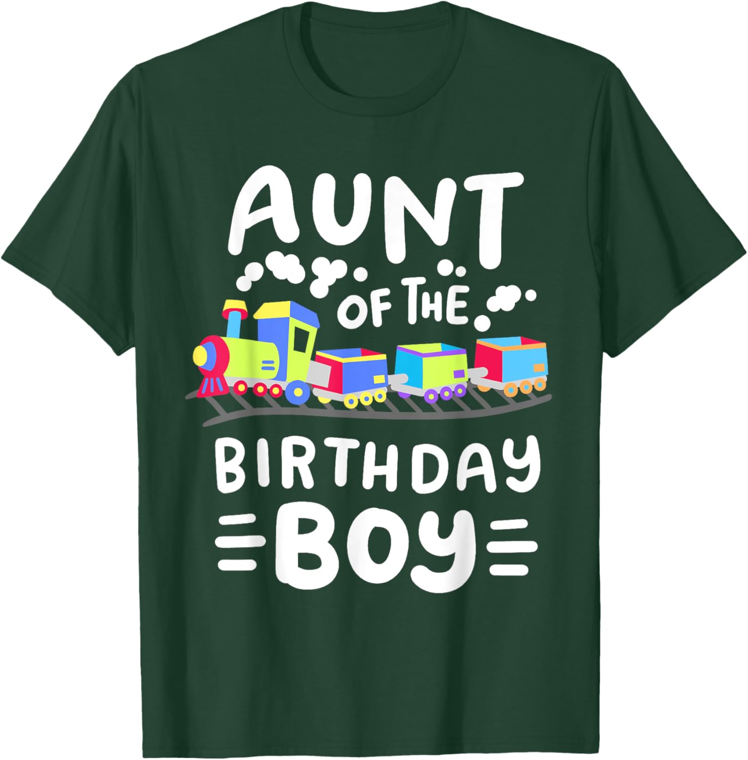 Aunt of the Birthday Boy Choo Choo Train Family Matching T-Shirt - T-Shirt | Forest