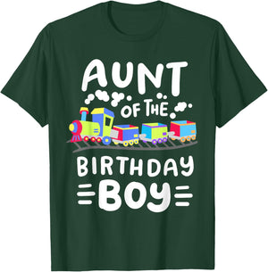 Aunt of the Birthday Boy Choo Choo Train Family Matching T-Shirt - T-Shirt | Forest