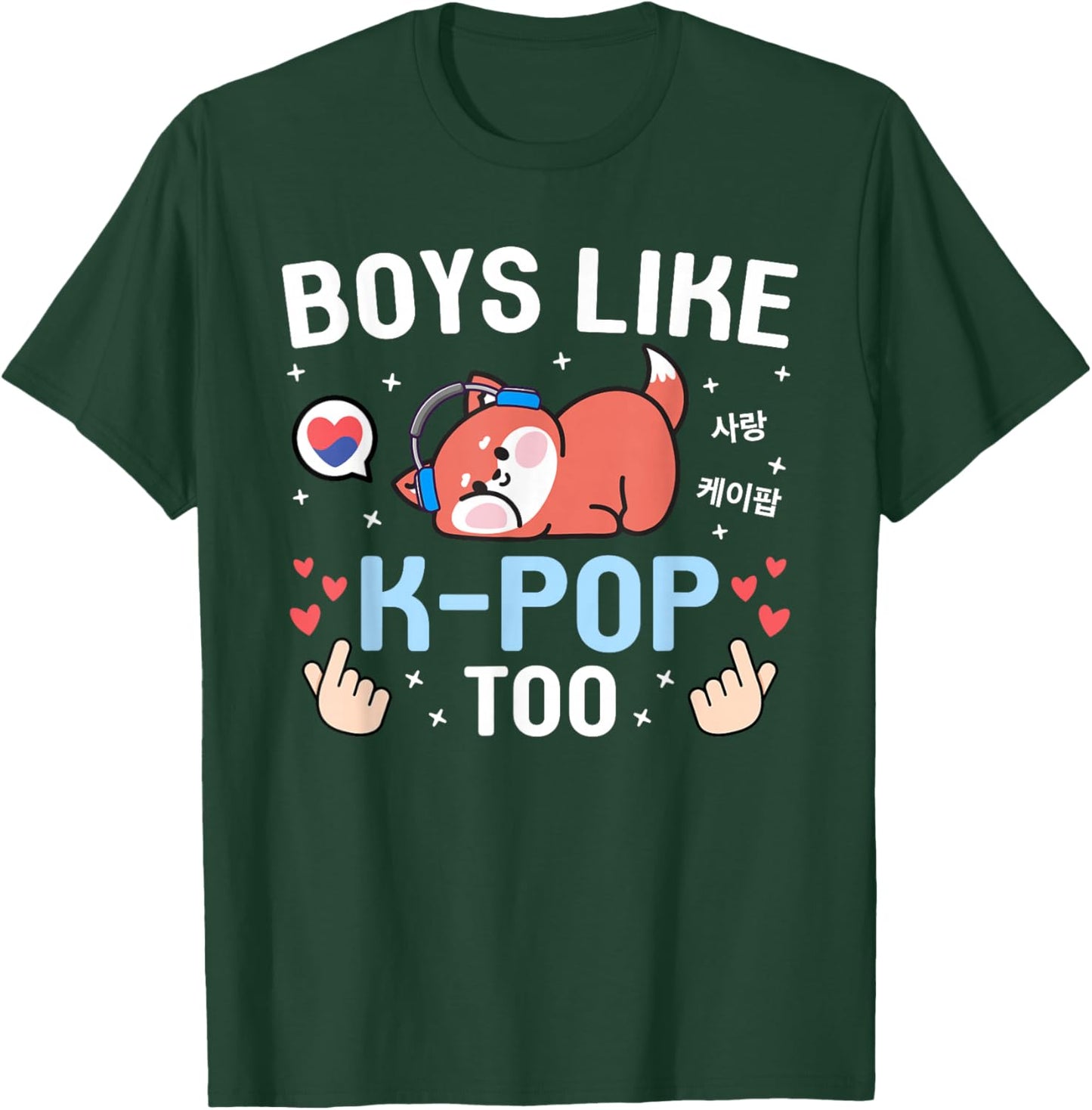 Boys Like K-Pop Too Cute Kawaii Fox Korean Music Kids K-Pop T-Shirt - T-Shirt | Forest